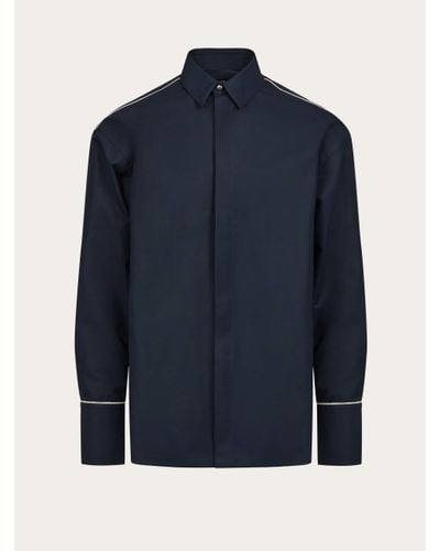 Ferragamo Sports Shirt With Contrasting Piping - Blue