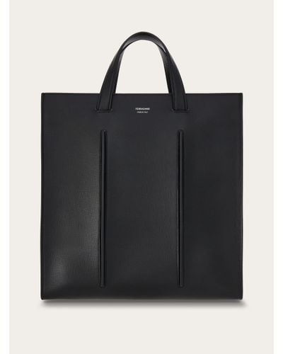 Ferragamo Tote Bag With Rib Inserts - Black