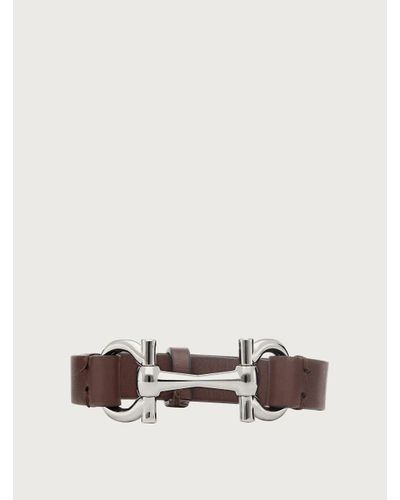 Ferragamo Bracciale in pelle con morsetto - Marrone