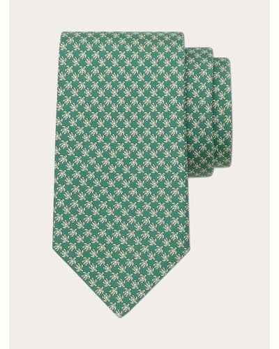 Ferragamo Turtle Print Silk Tie - Green