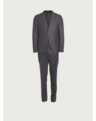 Ferragamo Check suit in wool - Bleu