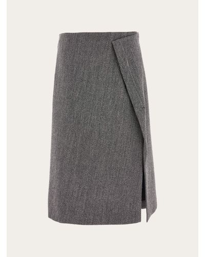 Ferragamo Women Tweed Wrap Skirt - Grey