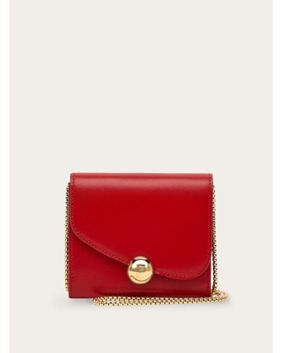 Ferragamo Asymmetrical Flap Compact Wallet - Red