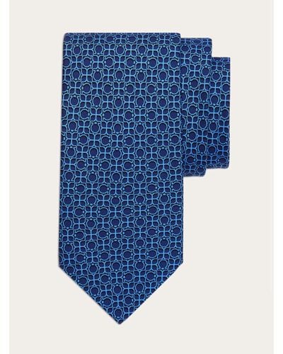 Ferragamo Totem Print Silk Tie - Blue