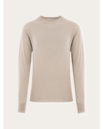 Ferragamo Neutral Crew-neck Linen Sweater - Men's - Linen/flax/rayon/cotton - Natural