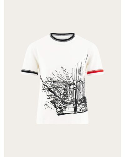 Ferragamo Femmes T-Shirt Avec Broderie Blanc