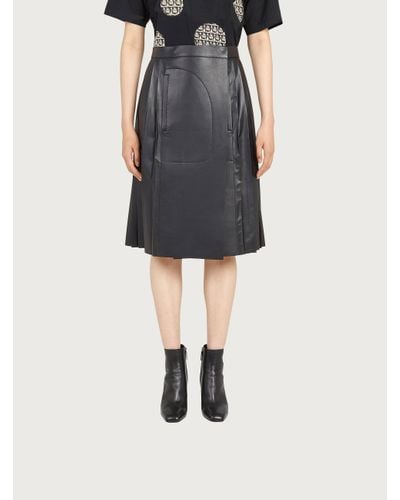 Ferragamo Leather Wrap Skirt - Black