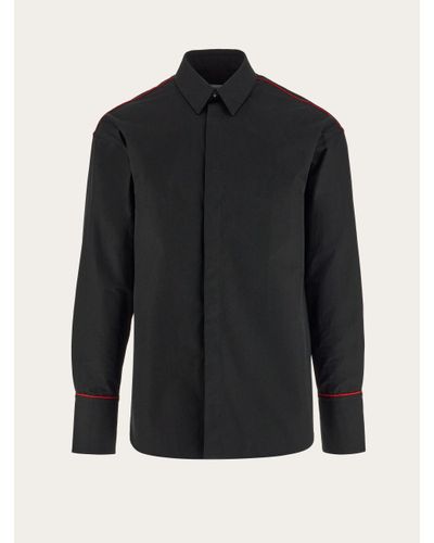 Ferragamo Sports Shirt With Contrasting Piping - Black