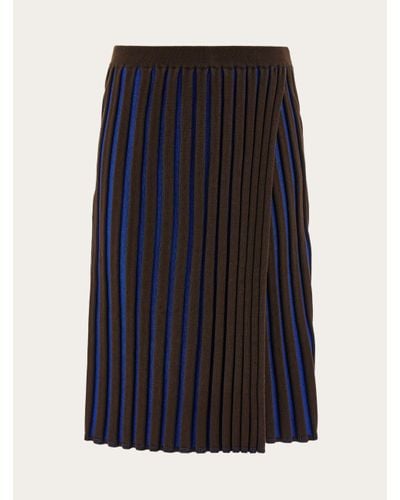 Ferragamo Two Tone Knitted Skirt - Blue