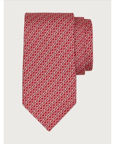 Ferragamo Herren Seidenkrawatte mit Gancini-Print - Rot