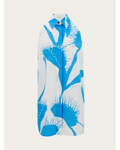Ferragamo Damen Minikleid Mit Venus-Print - Blau