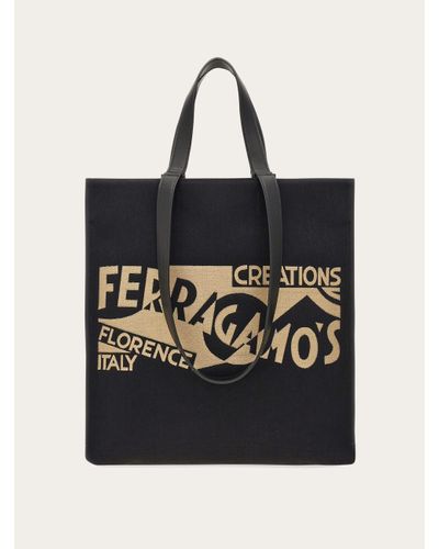 Ferragamo Tote Bag With Logo - Black