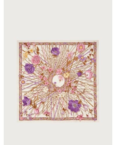 Ferragamo Vimini Print Silk Foulard - Pink
