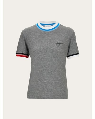 Ferragamo T-shirt with contrasting trim - Gris