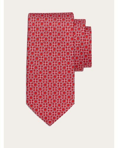 Ferragamo Hommes Cravate En Soie Imprimé Totem Rouge