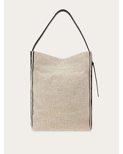 Ferragamo Jacquard Fabric Tote Bag - Natural