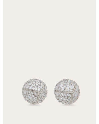 Ferragamo Women Pine Cone Earrings With Rhinestones (l) - White