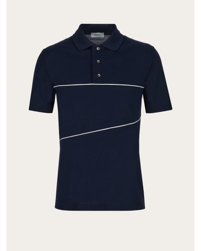 Ferragamo Polo With Contrasting Piping - Blue