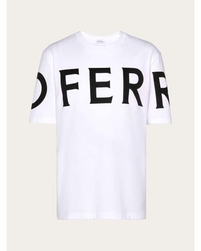 Ferragamo Men Short Sleeved T-shirt With Graphic Logo - White
