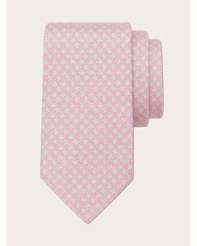 Ferragamo Turtle Print Silk Tie - Pink