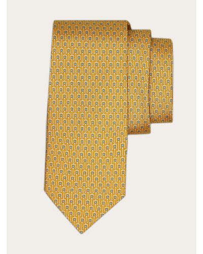 Ferragamo Ladder Print Silk Tie - Yellow