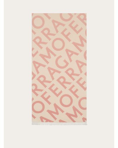 Ferragamo Double Scarf With Lettering - Pink