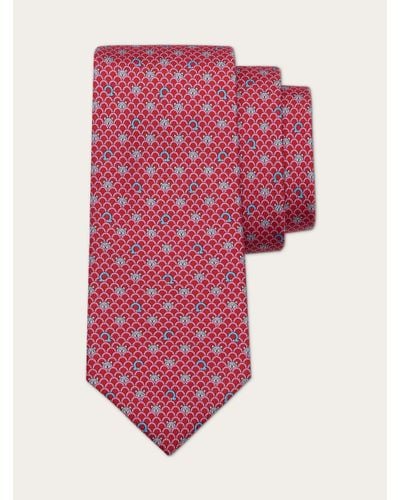 Ferragamo Fox Print Silk Tie - Pink
