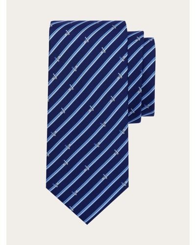 Ferragamo Tonal Print Silk Tie - Blue