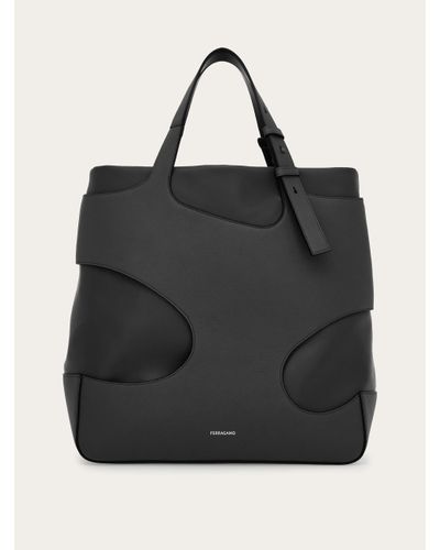 Ferragamo Tote Bag With Cut-out Detailing - Black