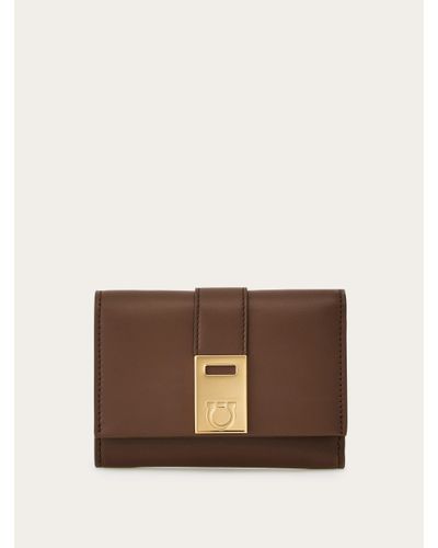 Ferragamo Hug Two-tone Compact Wallet - Brown