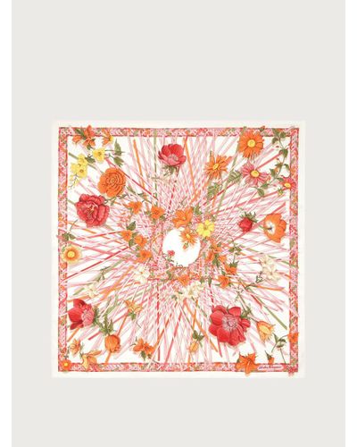 Ferragamo Vimini Print Silk Foulard - Pink