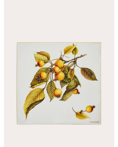 Ferragamo Women Botanical Print Silk Foulard - Metallic