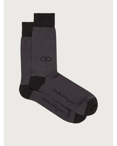 Ferragamo Men Gancini Jacquard Socks - Black