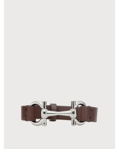 Ferragamo Leather horse bit bracelet - Marron