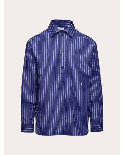 Ferragamo Sports Shirt With Polo Collar - Blue