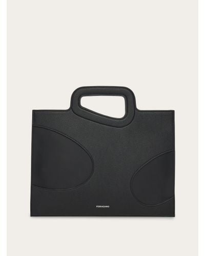 Ferragamo Business Bag With Cut-Out Detailing - Black