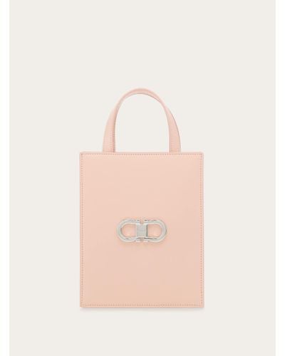 Ferragamo Mini tote bag ornamento Gancini - Rosa
