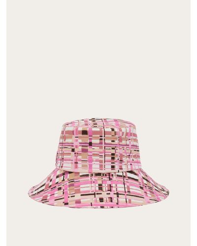 Ferragamo Damen Fischerhut mit Karo-Print - Pink