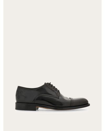 Ferragamo Oxford With Perforated Detailing - Black