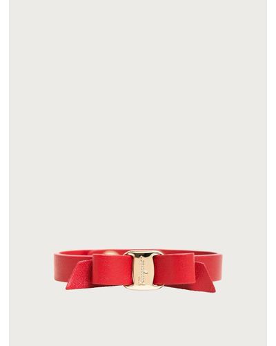 Ferragamo Vara Bow Red Leather Bracelet