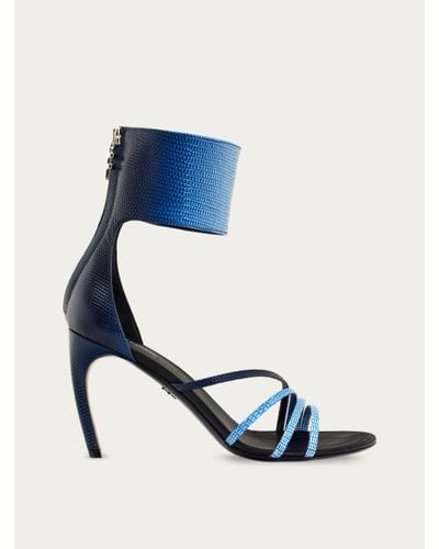 Ferragamo Women Curved Heel Faded Sandal - Blue