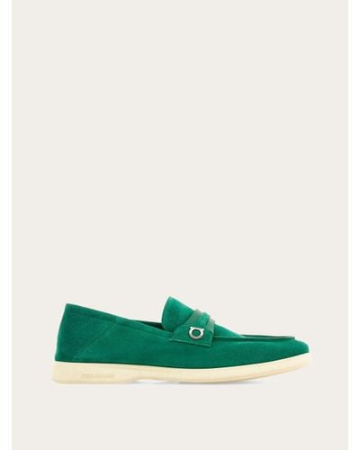 Ferragamo Deconstructed Loafer With Gancini Ornament - Green