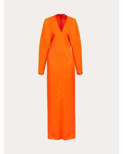 Ferragamo Long dress with kimono sleeves - Orange