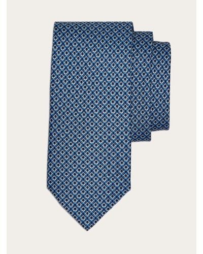 Ferragamo Cravatta in seta stampa Gancini - Blu