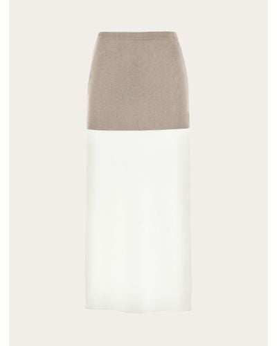 Ferragamo Two Tone Color Block Layered Skirt - White