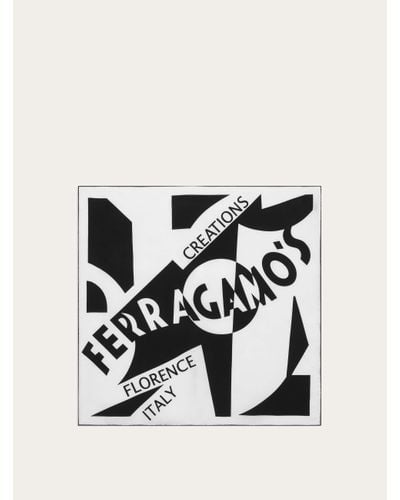 Ferragamo Logo Print Silk Foulard - Black