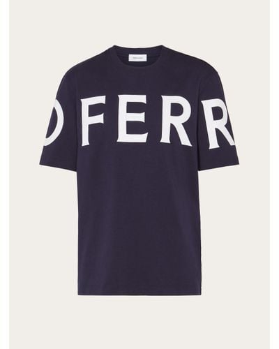 Ferragamo Short Sleeved T-shirt With Graphic Logo - Blue