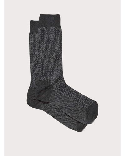 Ferragamo Men Medium Gancini Sock - Black