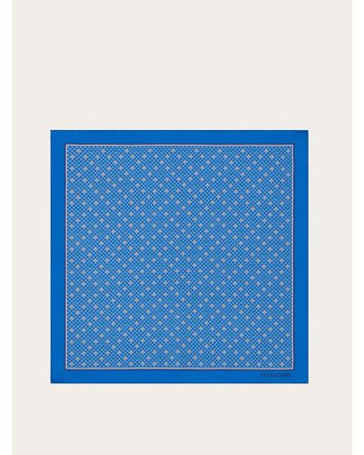 Ferragamo Fox Print Pocket Square - Blue