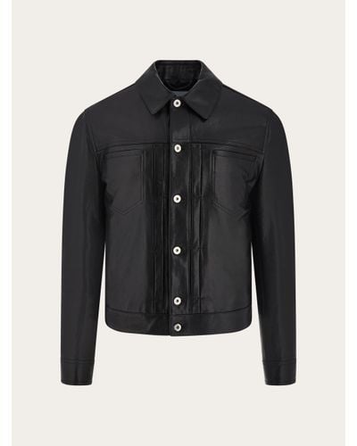 Ferragamo Men Leather Jacket - Black